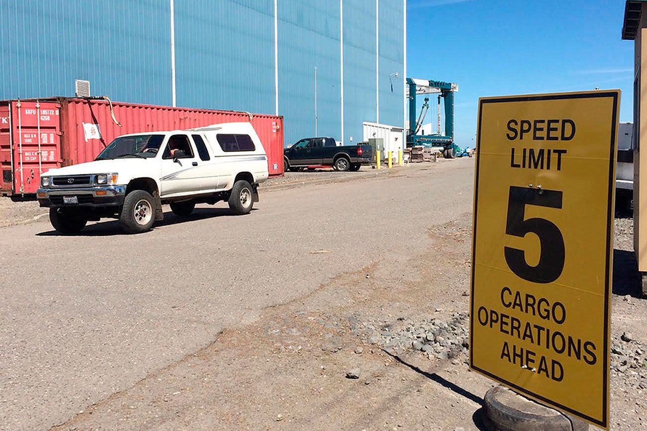 Paul Gottlieb/Peninsula Daily News                                Port of Port Angeles commissioners voted Monday to allow city police to enforce traffic laws on port property including North Cedar Street, a site of intermittent, heavy truck traffic.