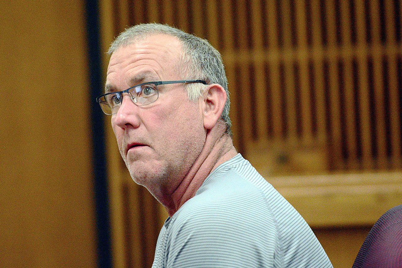 Richard Speedy, 56, of Yakima, appeared in Clallam County Superior Court on Tuesday after being arrested Monday for investigation of rear-ending a motorcycle, evading police and driving under the influence of alcohol. (Jesse Major/Peninsula Daily News)