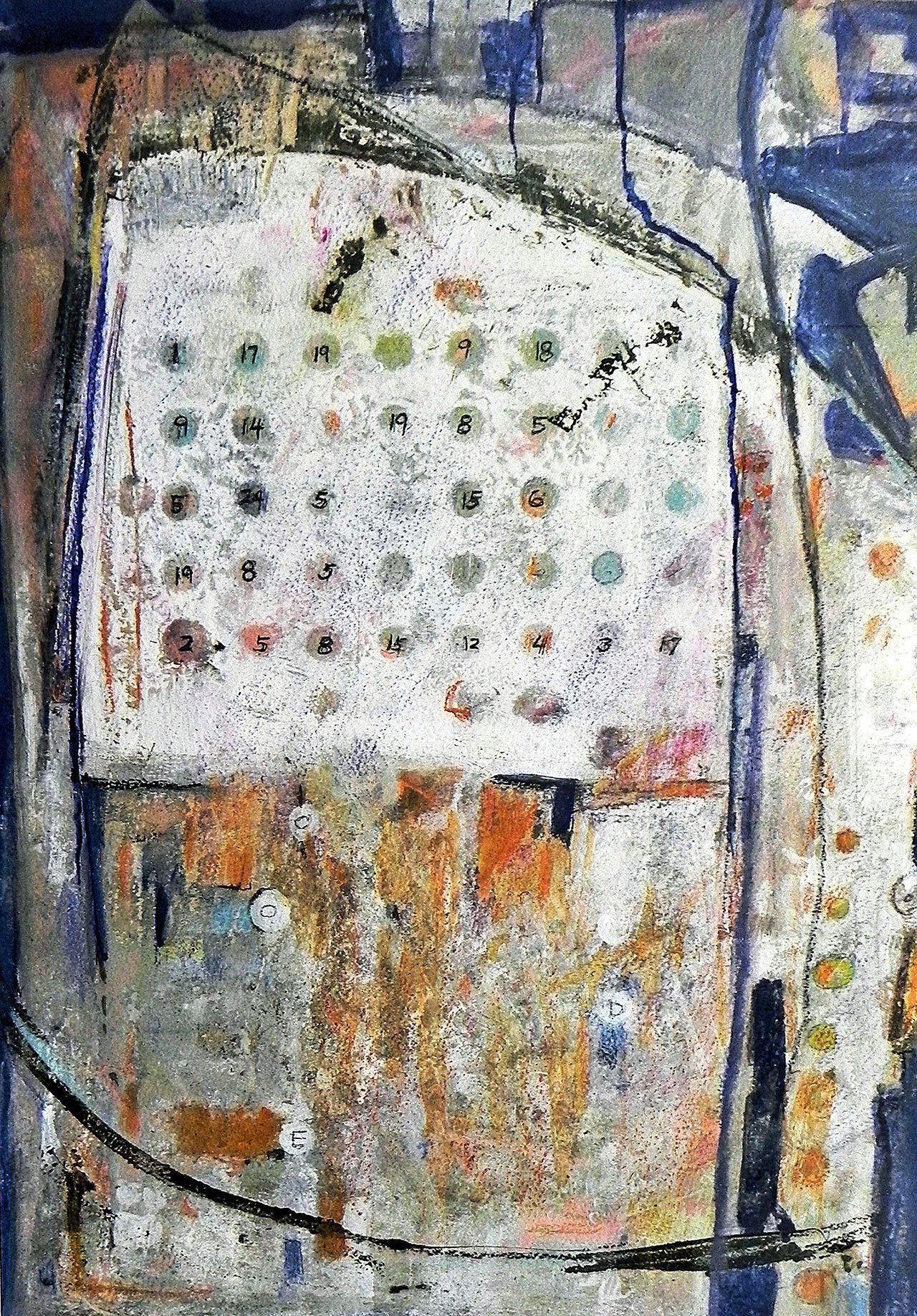 This painting by Carol Janda, titled “Coded Message,” during Art Walk will be on display at Blue Whole Gallery, 129 W. Washington St. — Carol Janda.