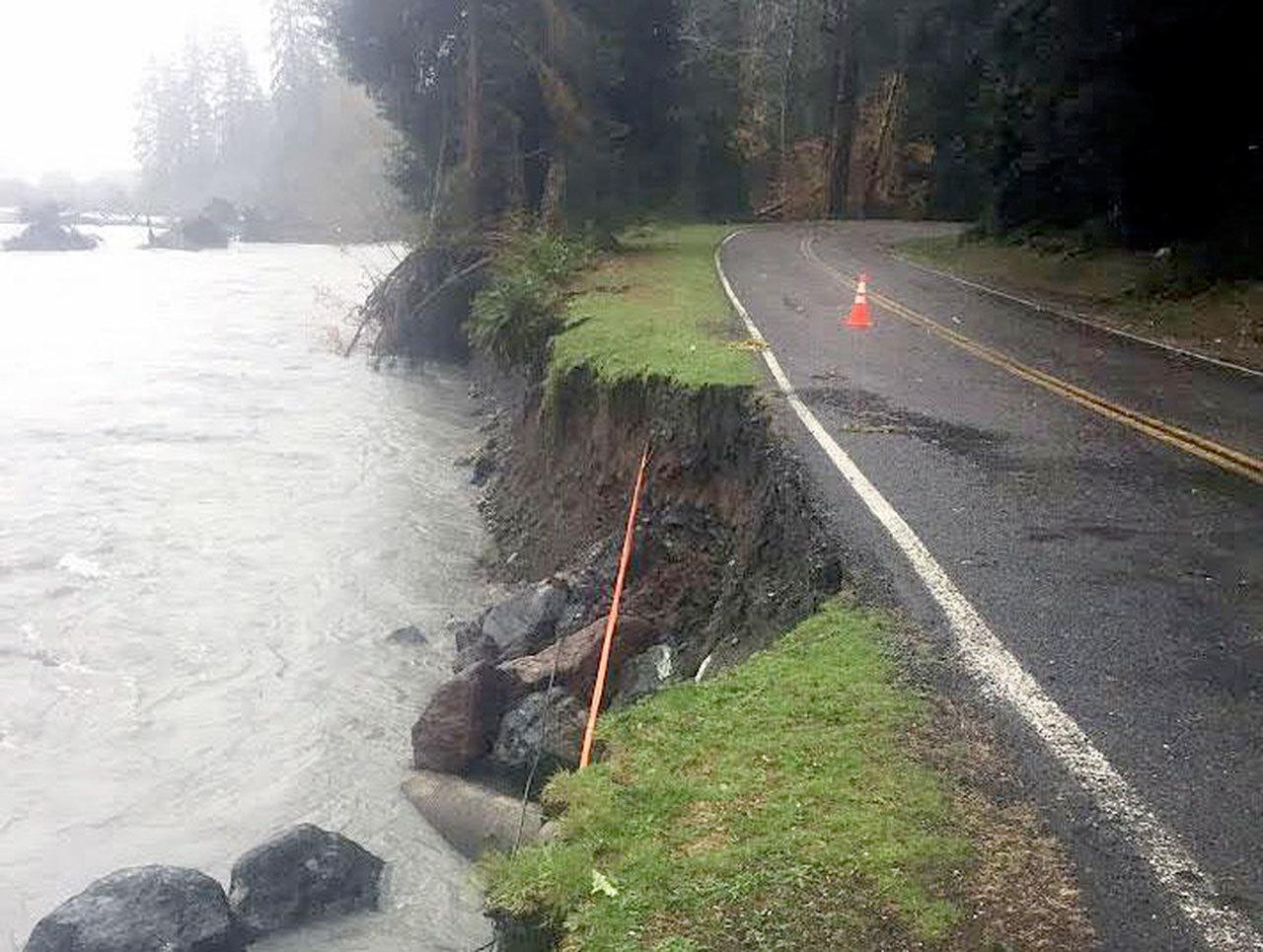 Upper Hoh Road remains closed to traffic due to damage sustained from last week’s storms.