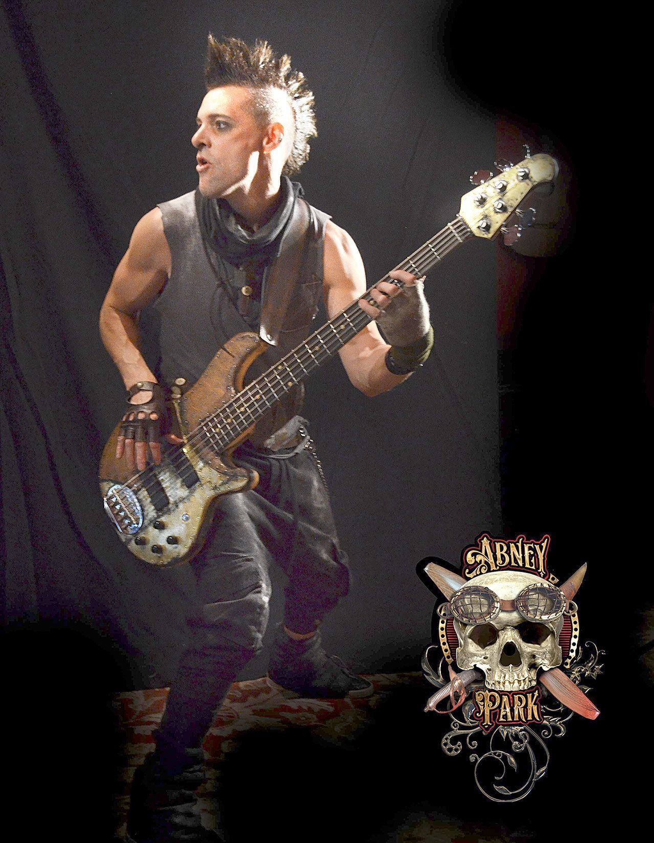 Abney Park has appeared on MTV and G4tv, licensed music to HBO’s “Trueblood,” and played all over the world, from Moscow to Montana. Seen here is bassist Derek Brown. — Abney Park.