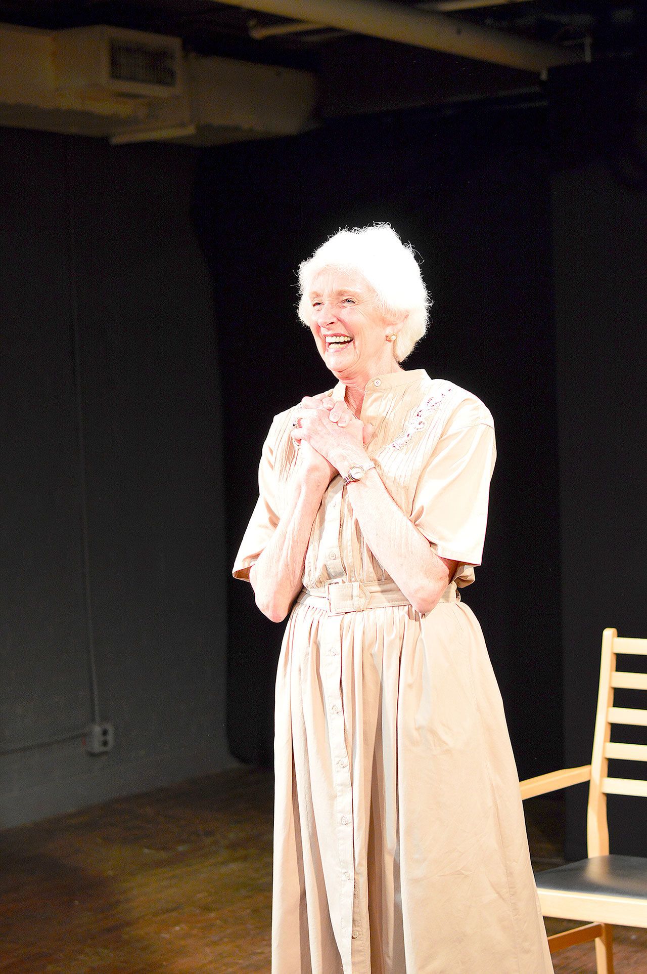 Carol Swarbrick Dries of Sequim takes her bow in New York City after performing her one-woman show, “Lillian Carter: More than a President’s Mother,” on Saturday night. (Diane Urbani de la Paz/for Peninsula Daily News)