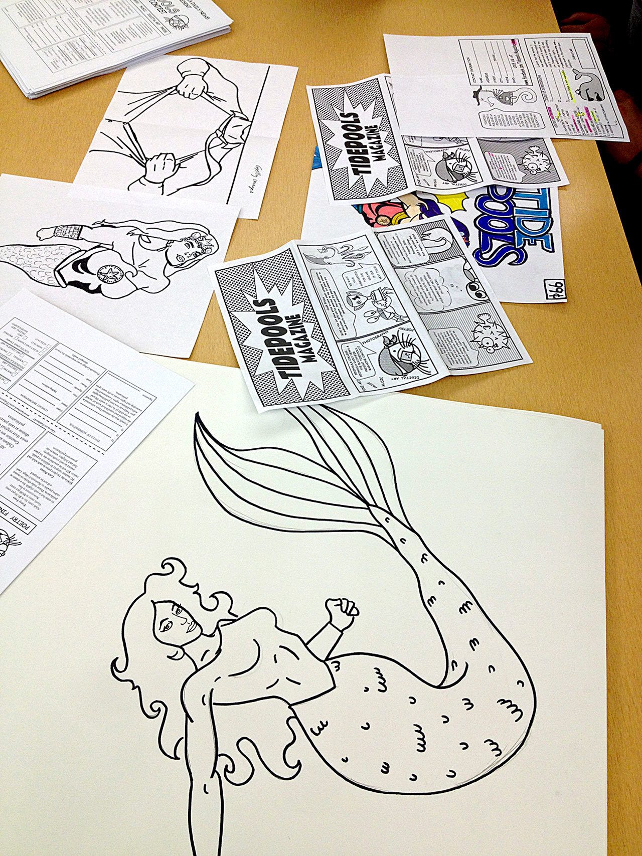 Local authors, artists and musicisans are invited to submit their best poems and stories for the 2017 Tidepools Magazine Contest. Seen here are preliminary designs for the upcomig “Tidepools Magazine.” — Michael Mills. The contest also includes categories for fine art, digital art and photography.