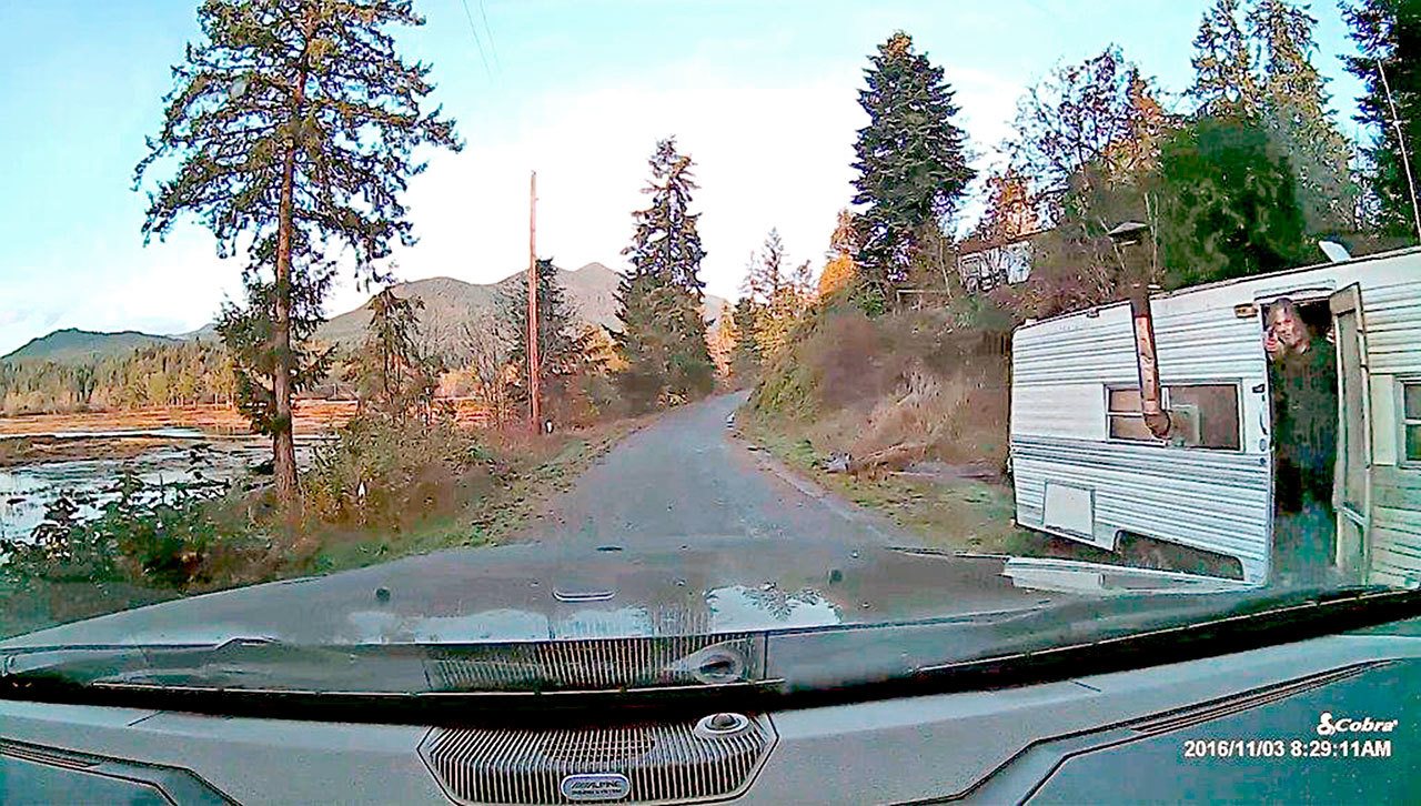 The incident that sparked a six-hour standoff in Brinnon was caught by one of the victims on a dashboard camera. The footage was then turned over to the Jefferson County Sheriff’s Office. (Jefferson County Sheriff’s Office)