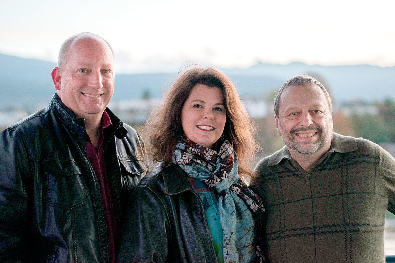 The Pennies For Quarters board, from left, Matthew Rainwater, Debbie Spinks and Jerry Stewart, hopes to help homeless veterans in and around Port Angeles by providing a one-year transitional program. (Pennies For Quarters)