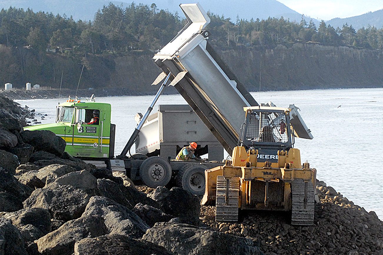 Rocky additions to cut Ediz Hook erosion
