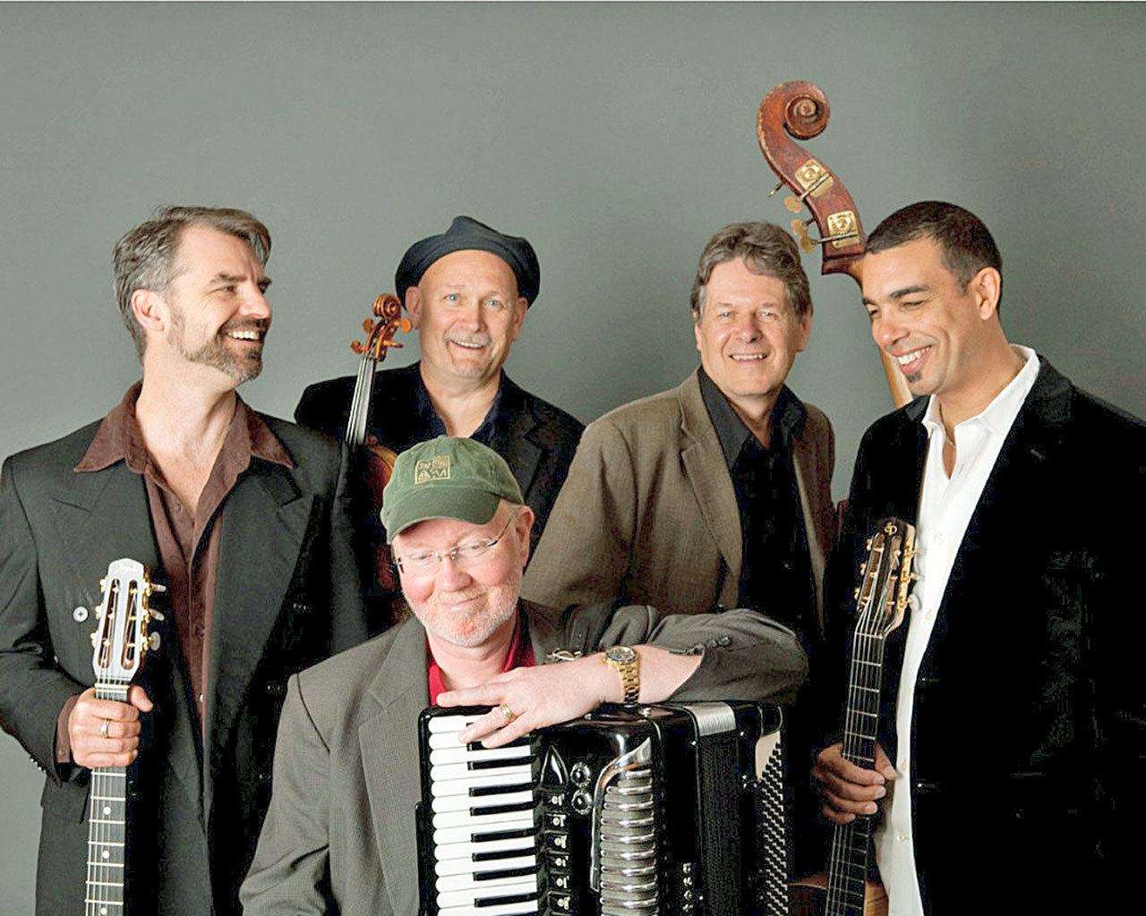 The fourth annual Jingle Jazz benefit concert will feature the Peninsula College Vocal Jazz Ensemble and special guest Pearl Django, a Seattle-based “Gypsy Jazz” group. (Pearl Django)