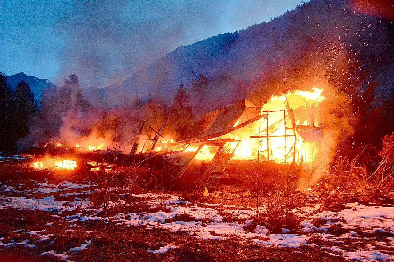 At 4:23 p.m. Wednesday, crews from Clallam Fire District No. 2 responded to a structure fire at 237979 U.S. Highway 101 in the old Clallam Timber log yard, west of Port Angeles (Clallam Fire District No. 2)