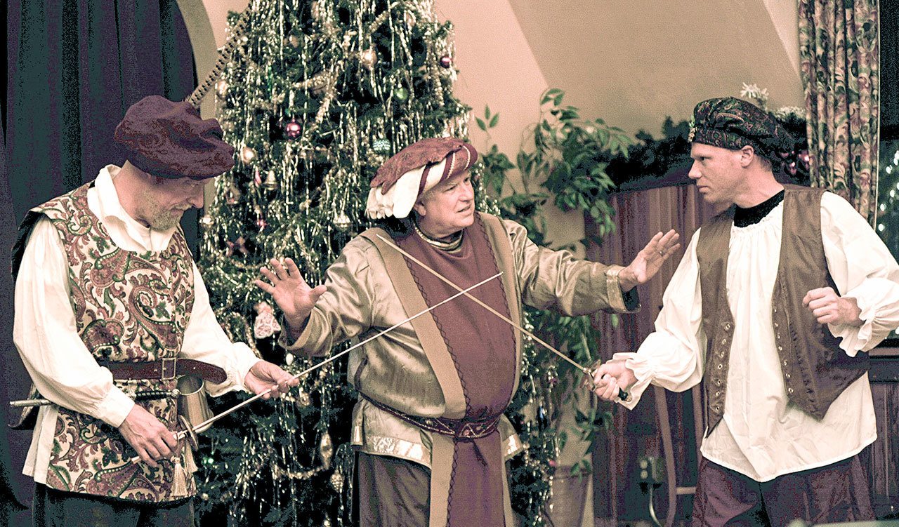 Olympic Theatre Arts Cast members in Olympic Theatre Arts’ “Twelfth Night (Or What You Will)” include, from left, Carl Honore, Rich Hendricksen, and Jeff Clinton