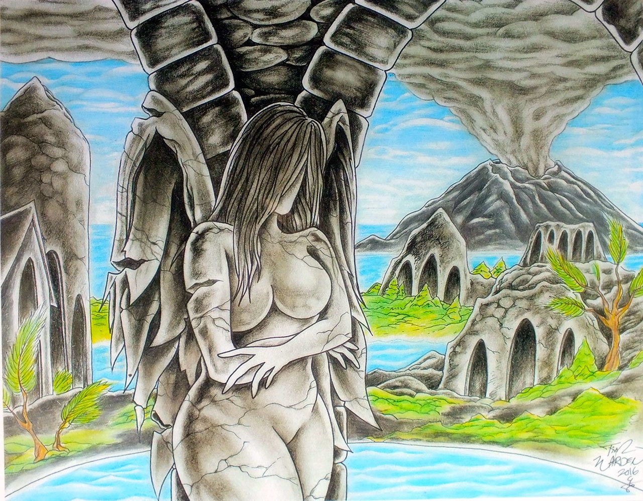 Red Dragonfly “Atlantis,” an original illustration by Kingston artist Tim Warden, will be among those highlighted at the Red Dragonfly during the Port Townsend Gallery Walk on Saturday.