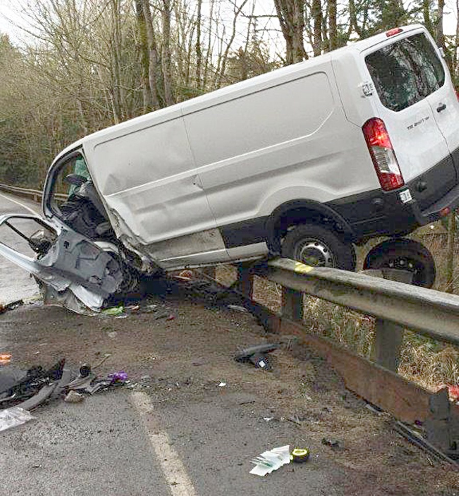 Highway 20 wreck sends two to Seattle hospital