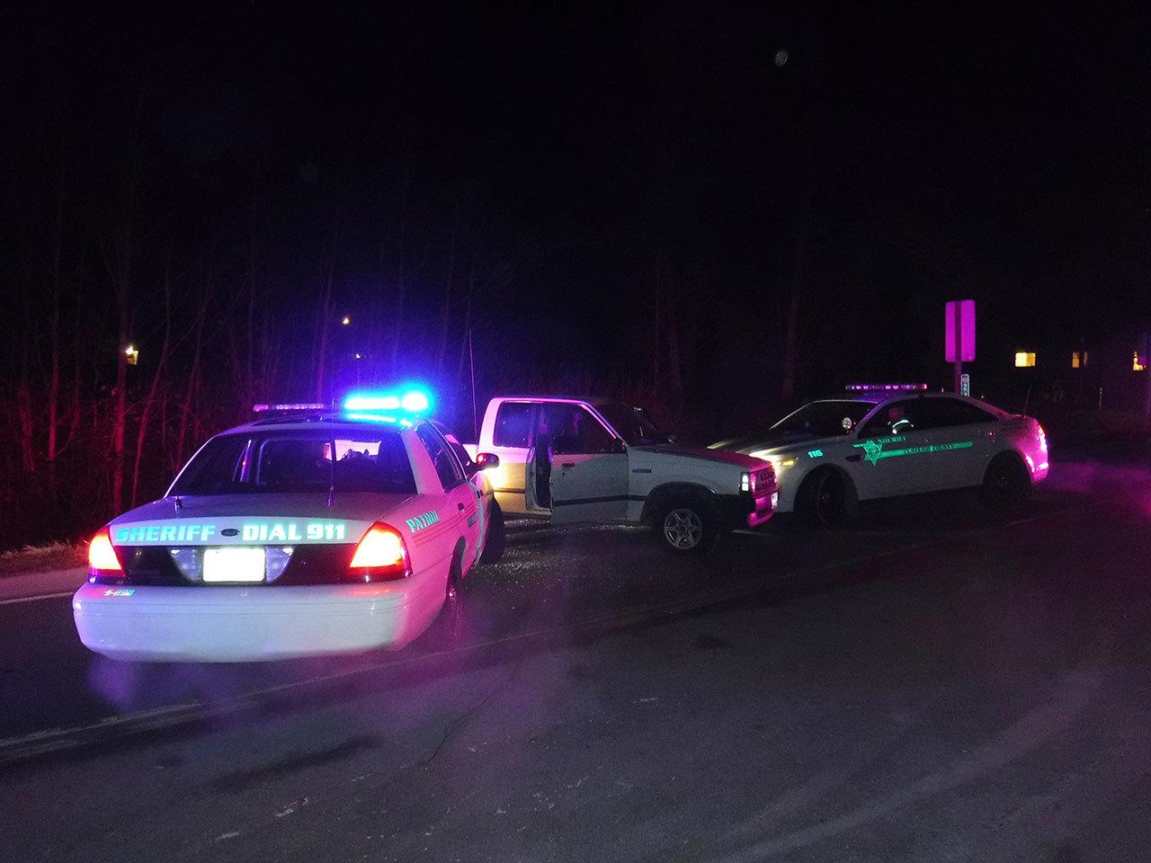 Law enforcement officials say that Nicholas R. Blood led authorities on two high-speed chases Saturday in this Mazda pickup truck. (Clallam County Sheriff’s Office)