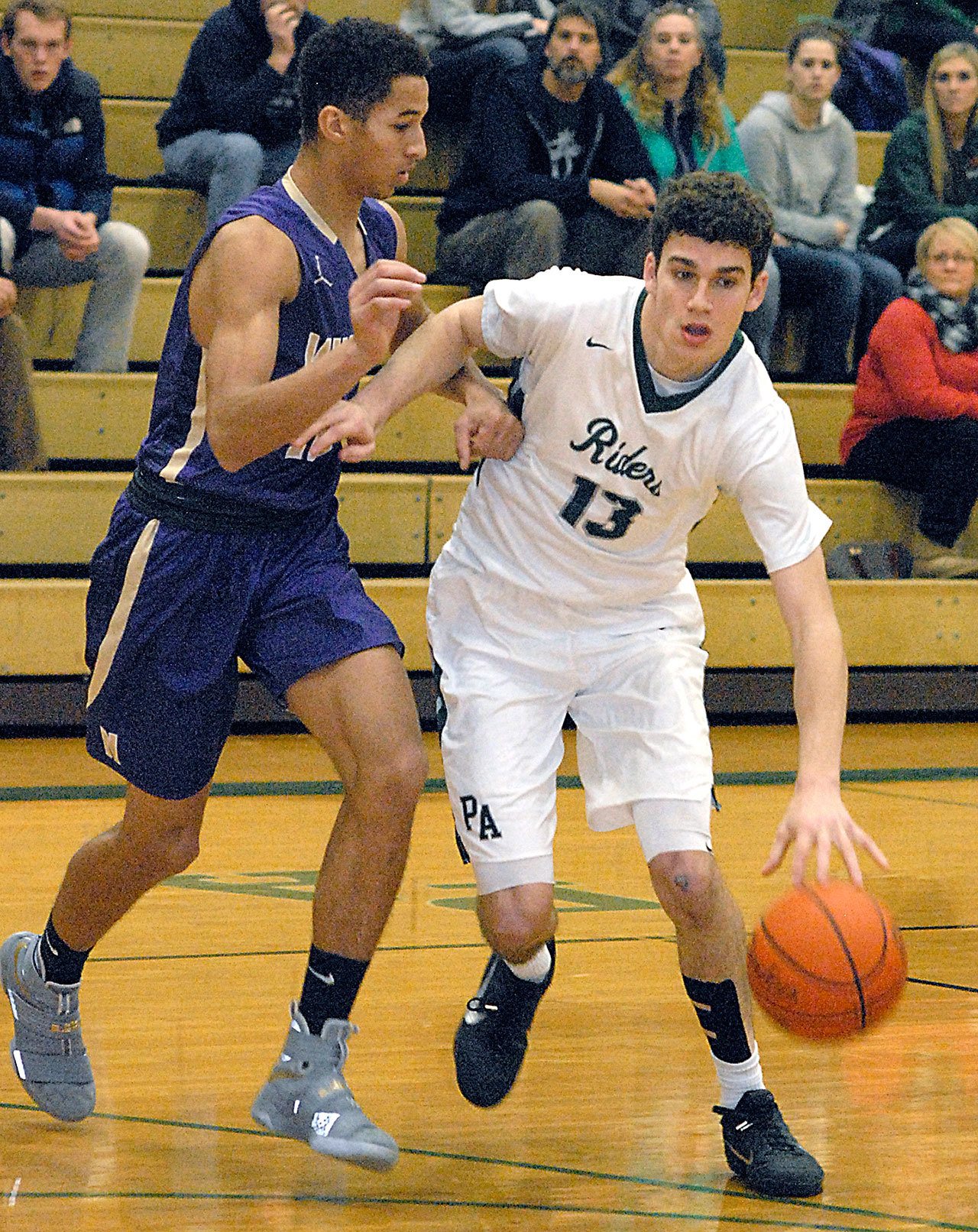 Keith Thorpe/Peninsula Daily News Port Angeles’ Luke Angevine, right, and his Port Angeles teammates will begin their Districts postseason run with a game Wednesday against White River at Woodrow Wilson High School in Tacoma.