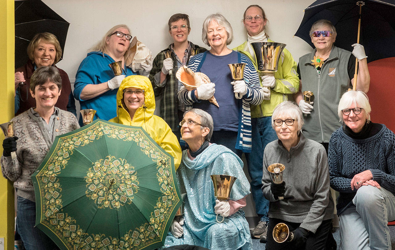 Townsend Bay Ringers are, front row from left, Leslie Lewis, Linda York, Diane Thompson, Terry Reitz and Carol Jones; and back row from left, Judy Schussler (director), Marj Iuro, Christine Jacobson, Molly Harlich, Richard McGuffin and Pat Hartman. (Carol Jones)