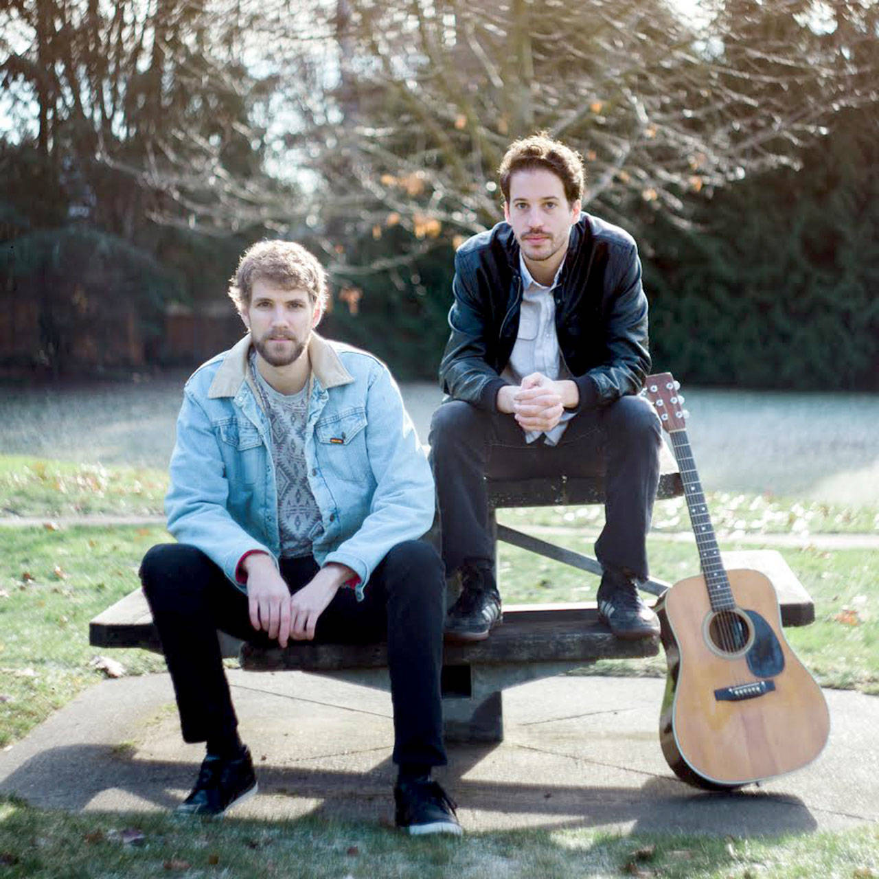 Forrest Gilchrist, left, and Kevin Munro are High Divide, one of the duos playing at Men with Guitars in Sequim this Saturday.