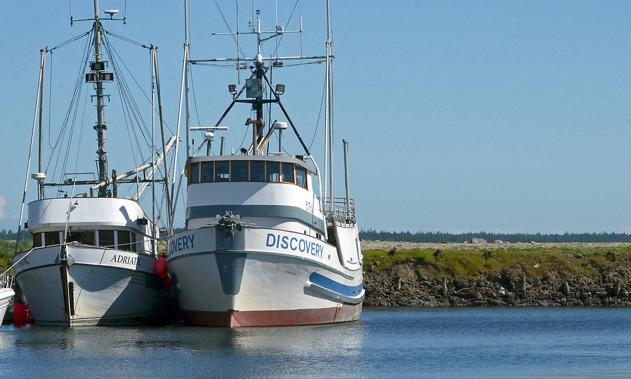Port of Port Townsend commissioners approved the completion of an emergency repair to the commercial breakwater at the entrance of the Boat Haven Marina earlier this year. (Cydney McFarland/Peninsula Daily News)