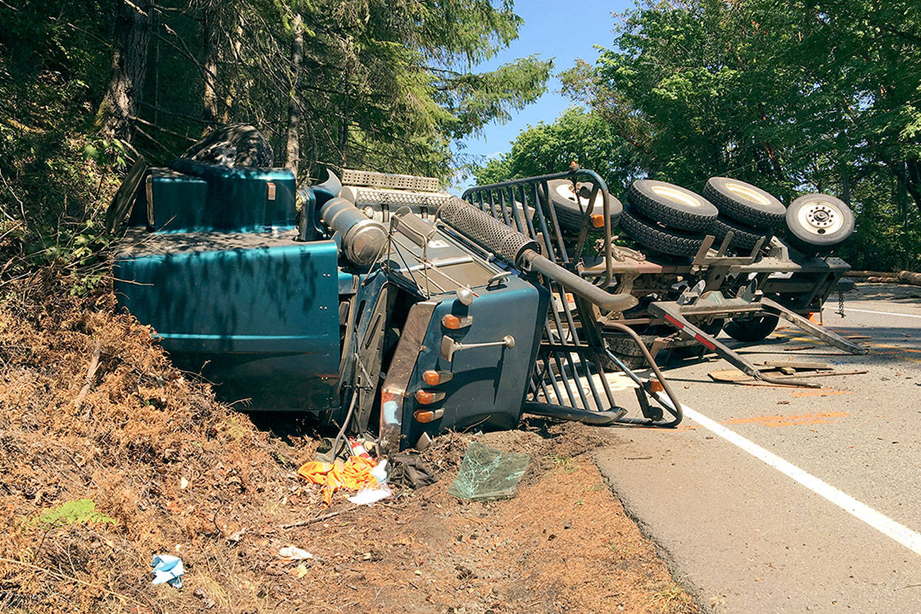 Port Angeles man injured in log truck wreck near Brinnon
