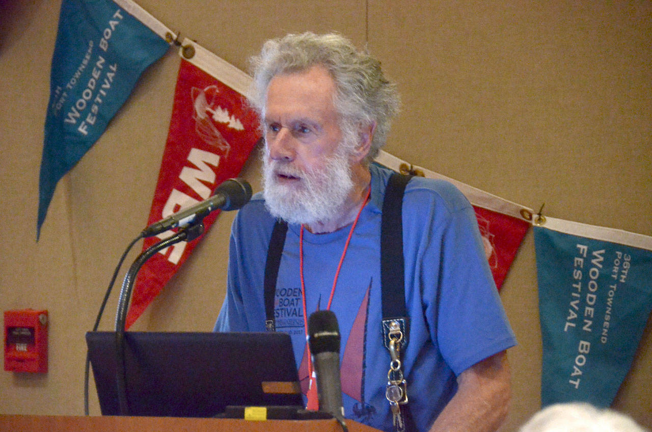 Jim Blaiklock was awarded a lifetime achievement award for community spirit and culture. Blaiklock has experience working on boats but is also well-known for his volunteerism at the Wooden Boat Festival and with the Wooden Boat Foundation. (Cydney McFarland/Peninsula Daily News)