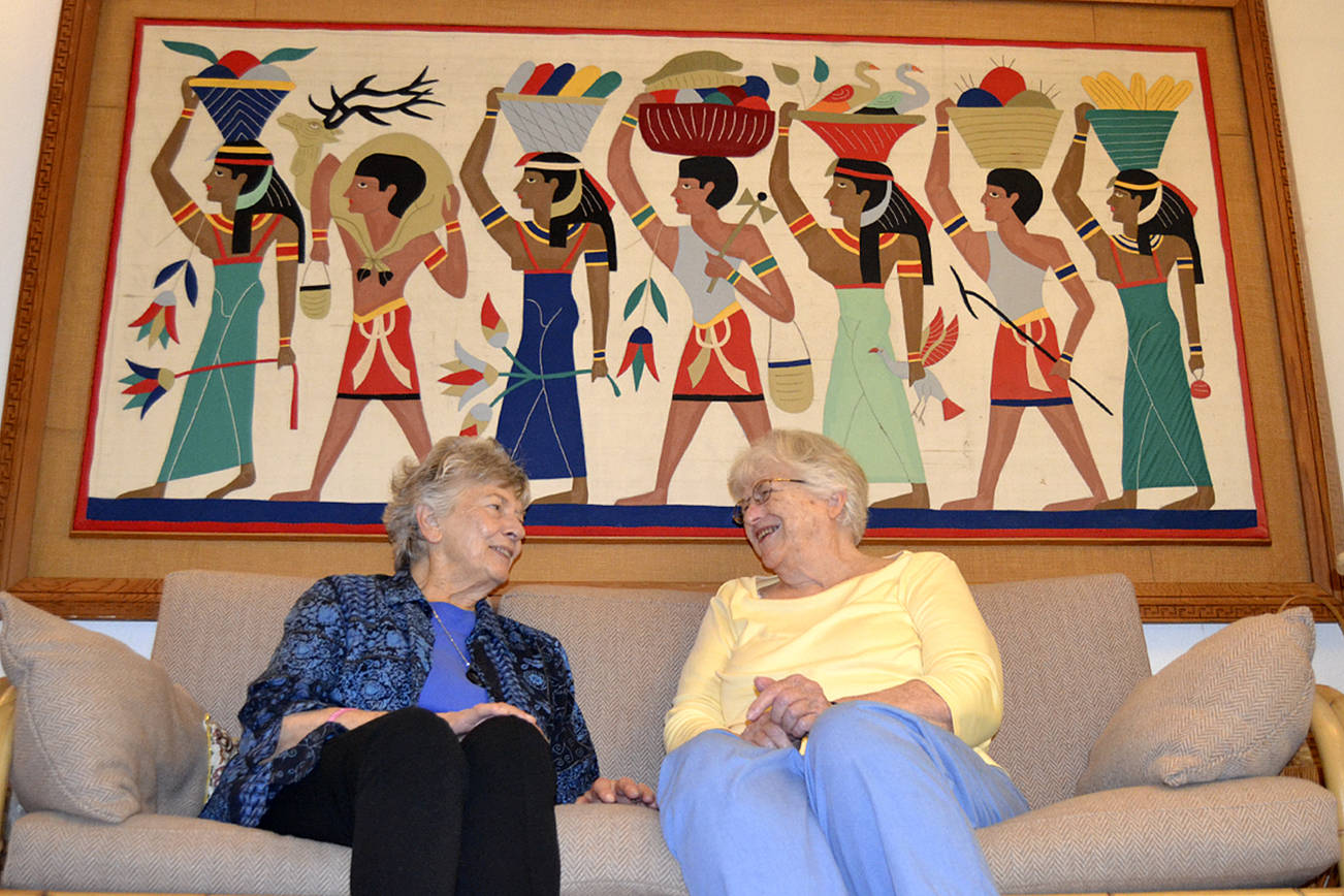 Since second grade, JoAnn Fisher of Sequim, left, and Elizabeth Kelly of Port Angeles have been friends. They see movies together at least once a month and have gone on trips before with five of their closest friends from high school. “We’ve just always been there for each other,” Fisher said. Sequim Gazette photo by Matthew Nash