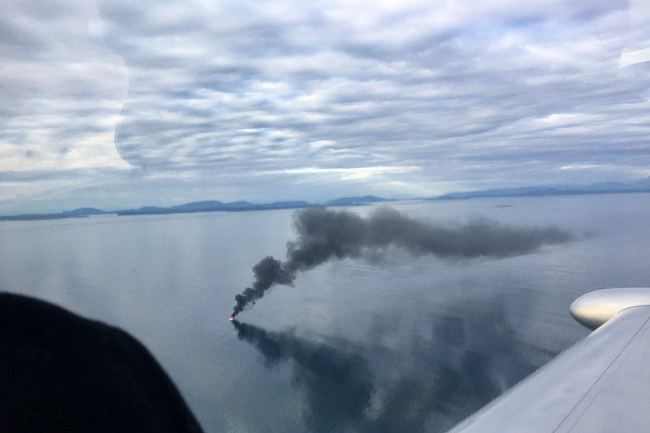 Boat burns, sinks near Whidbey Island