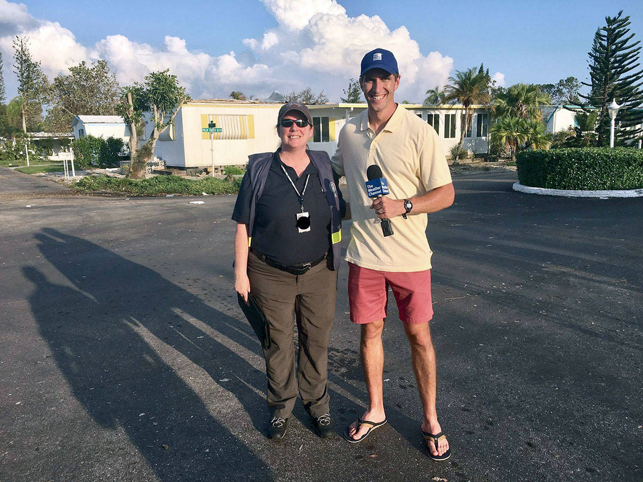 Chelsea Nied poses with Weather Channel reporter Chris Bruin during an interview in Naples, Fla. (Chelsea Nied)