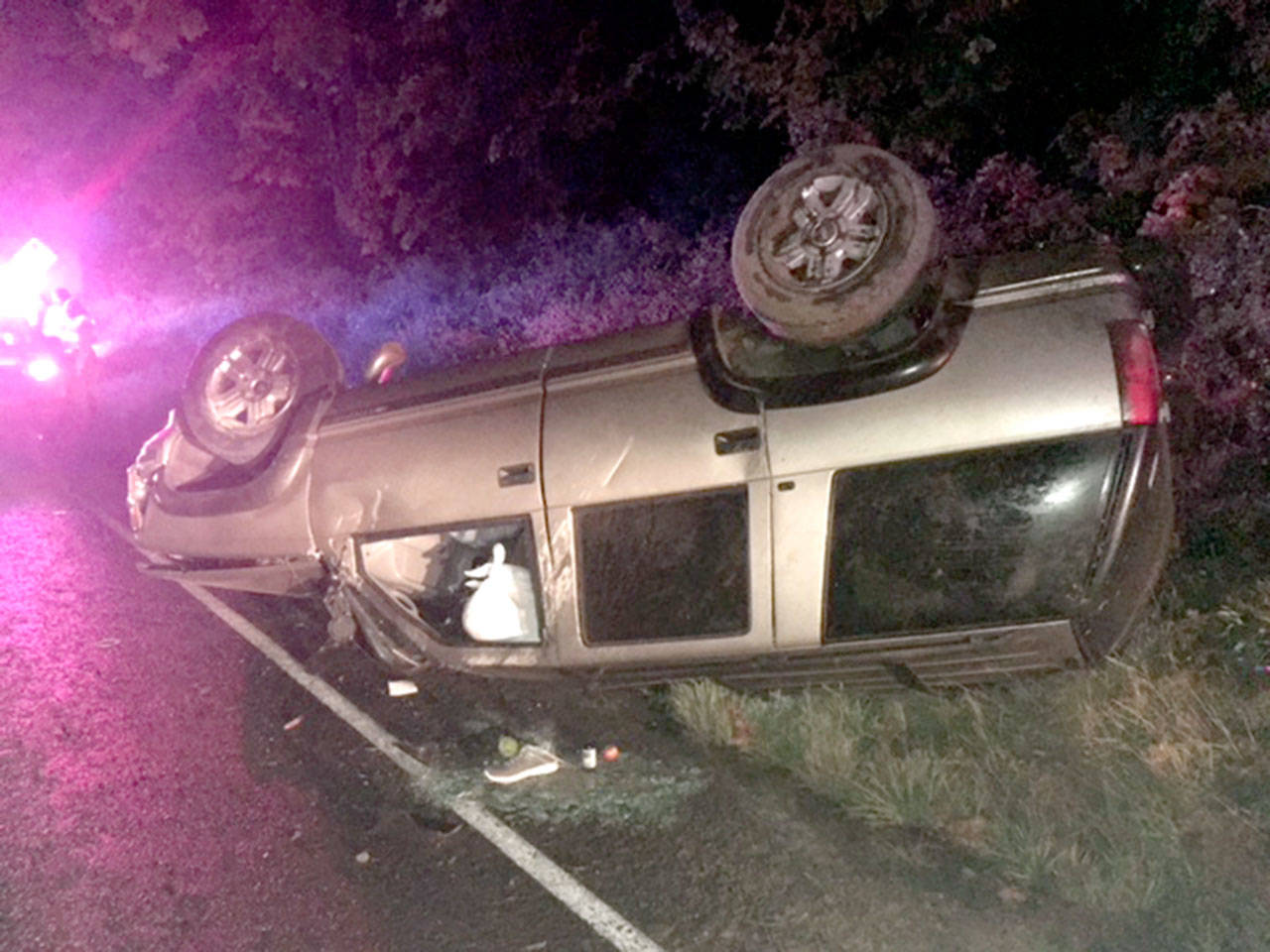 Clallam County Fire District No. 2 responds to a vehicle rollover accident on state Highway 112 near Port Angeles. (Clallam County Fire District No. 2)