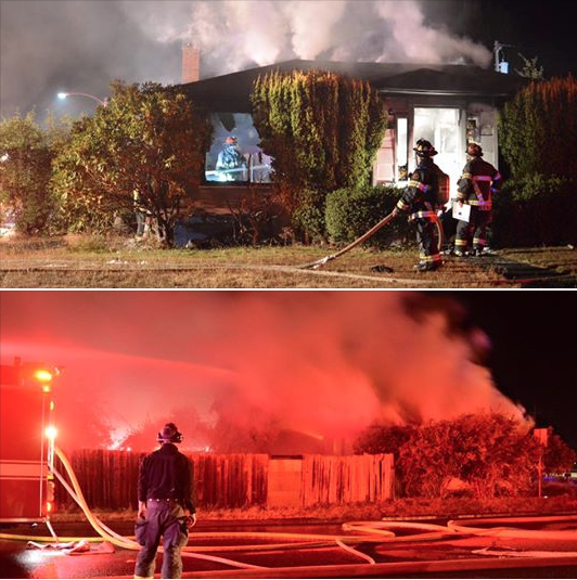 Firefighters responded to this structure fire  early today. (Click on image to enlarge.) Jay Cline /Clallam County Fire District No. 2