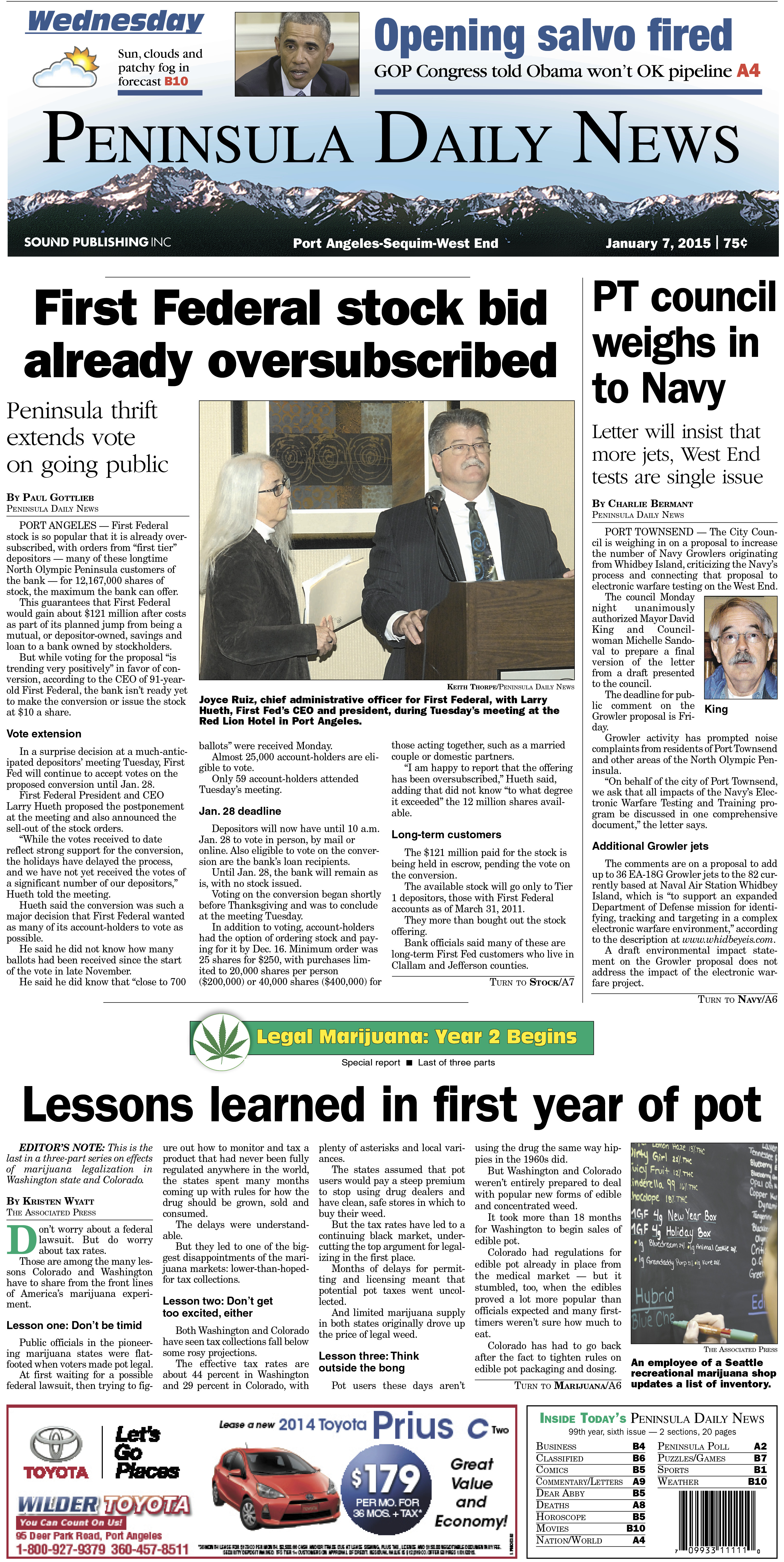 Here is today's front page for our Clallam County readers — news tailored to your community. There's more inside that isn't online! ()