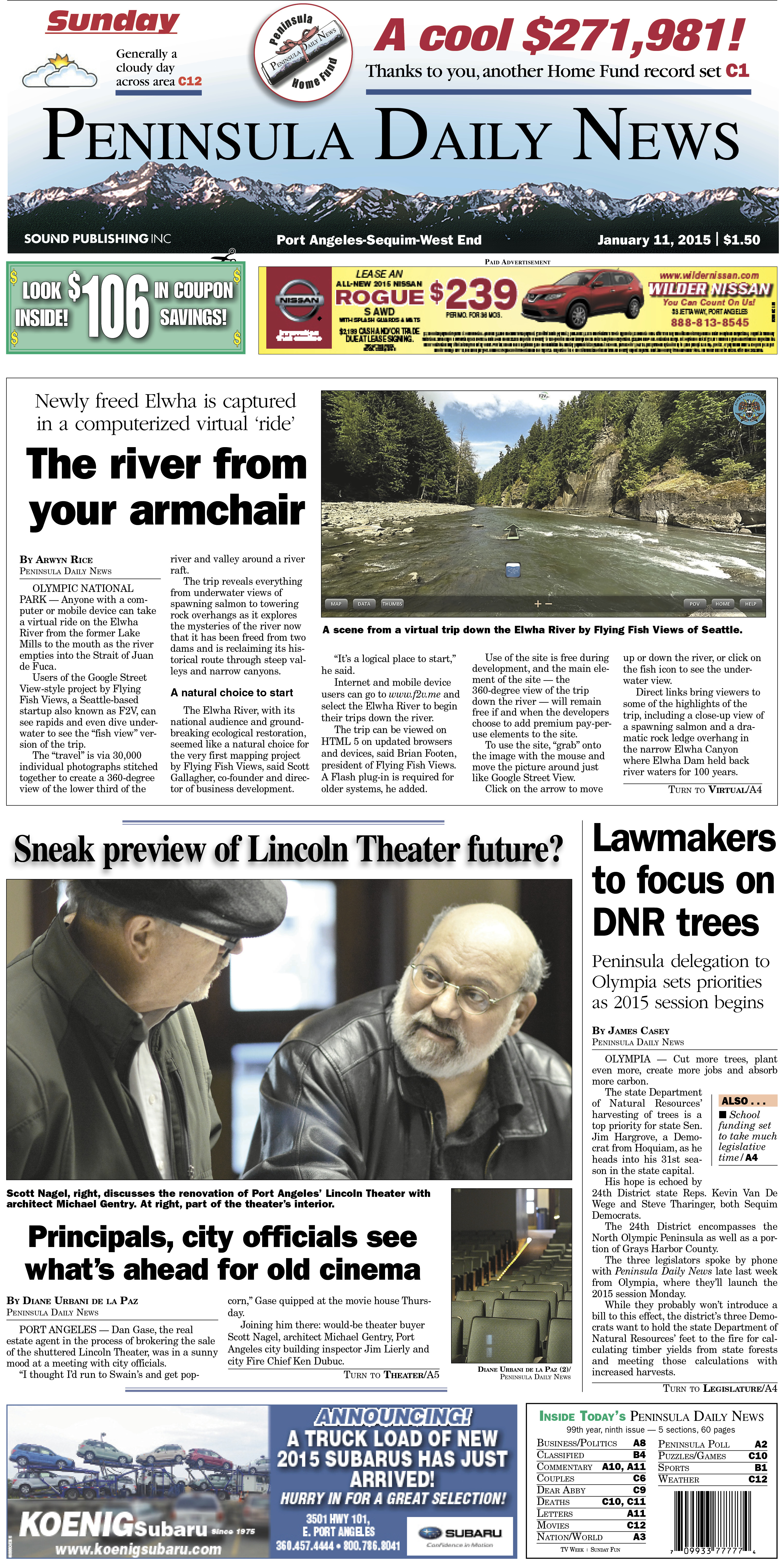 Here is today's front page for our  readers in Clallam counties — news tailored to your community. There's more inside that isn't online! ()