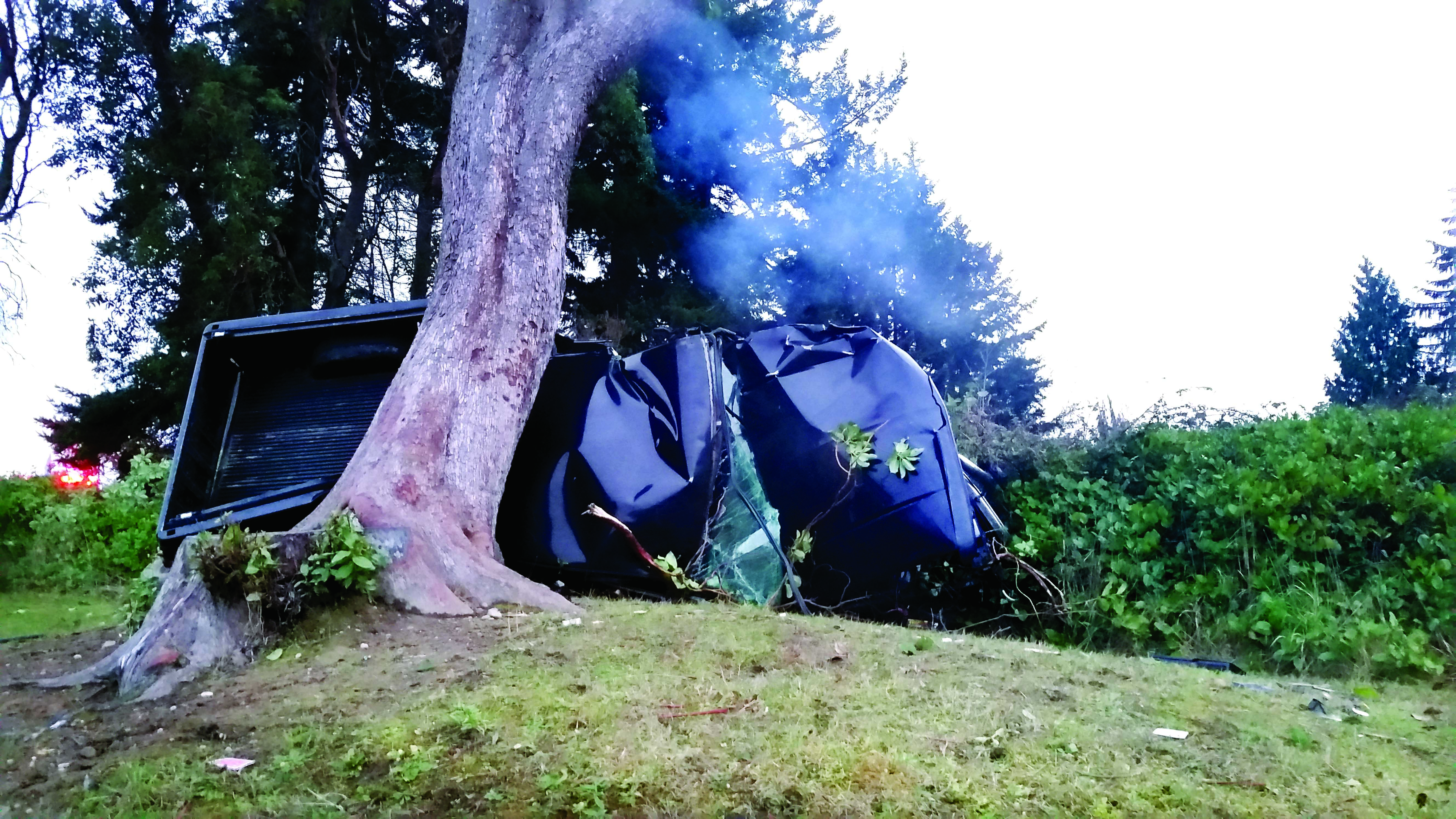 Witnesses reported this vehicle traveling at an estimated 60 mph on Eighth Street in Port Angeles before it crashed. (Port Angeles Police Officer Whitney Fairbanks)