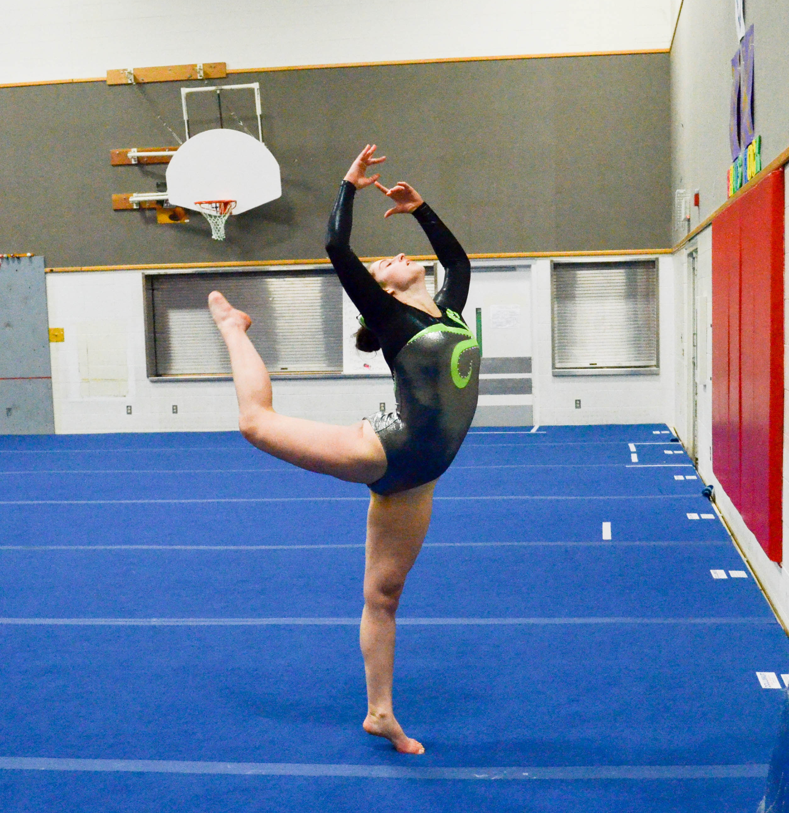 Maya Wharton placed first in the floor routine for Port Angeles. ()