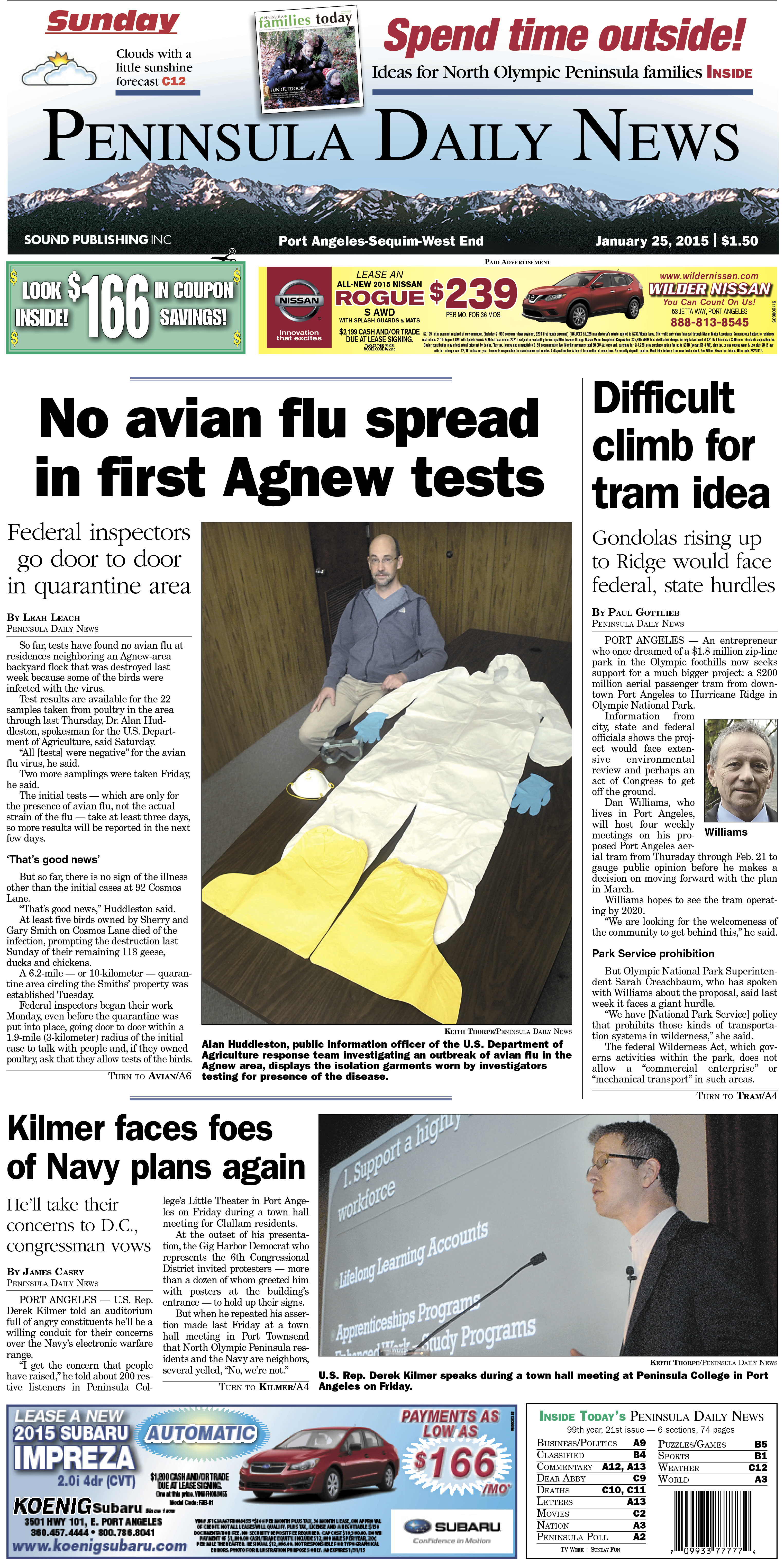 Here is today's front page. There's more inside that isn't online! ()