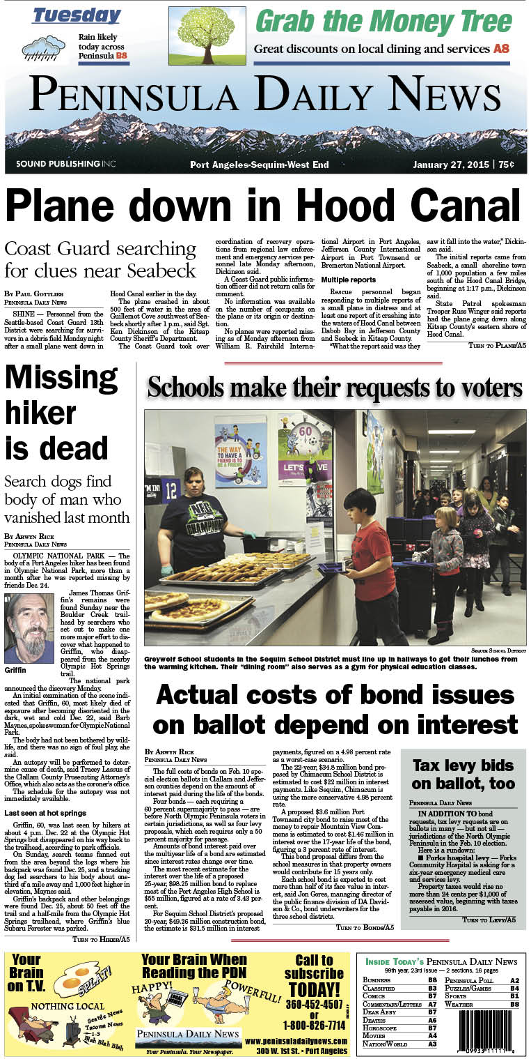 Here is today's front page. There's more inside that isn't online! ()