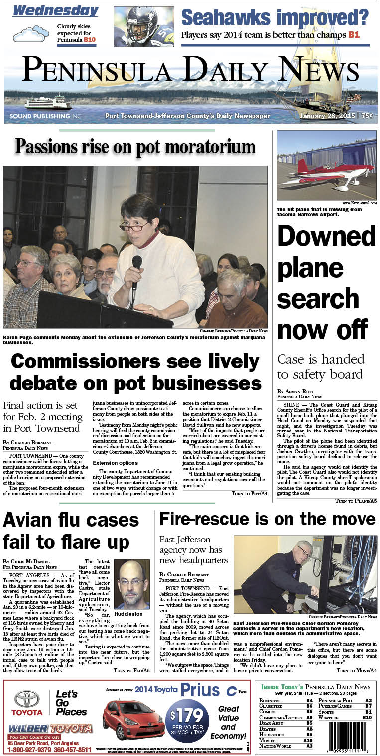 Here is today's front page. There's more inside that isn't online! ()