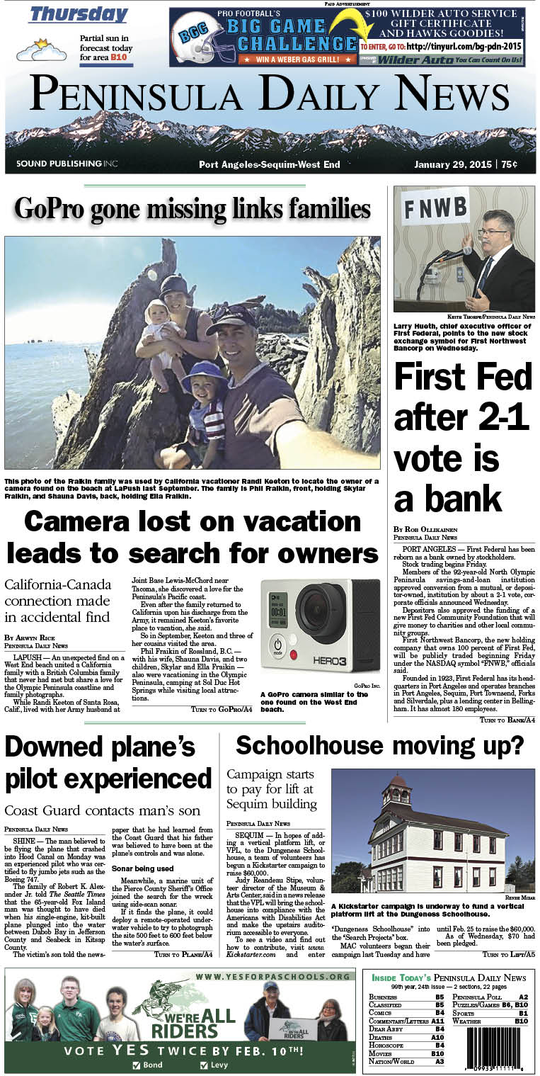 Here is today's front page. There's more inside that isn't online! ()