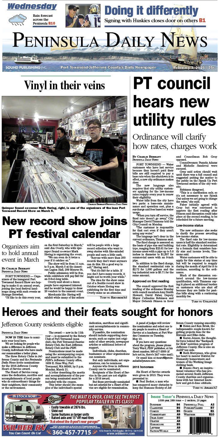 Today's front page tailored for the PDN's readers in Jeferson County. There's more inside that isn't online! ()