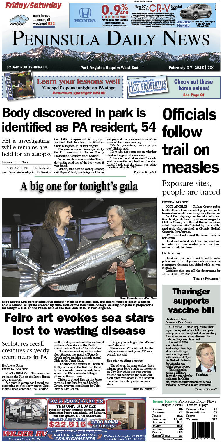 Here is today's Clallam County front page. There's more inside that isn't online! ()