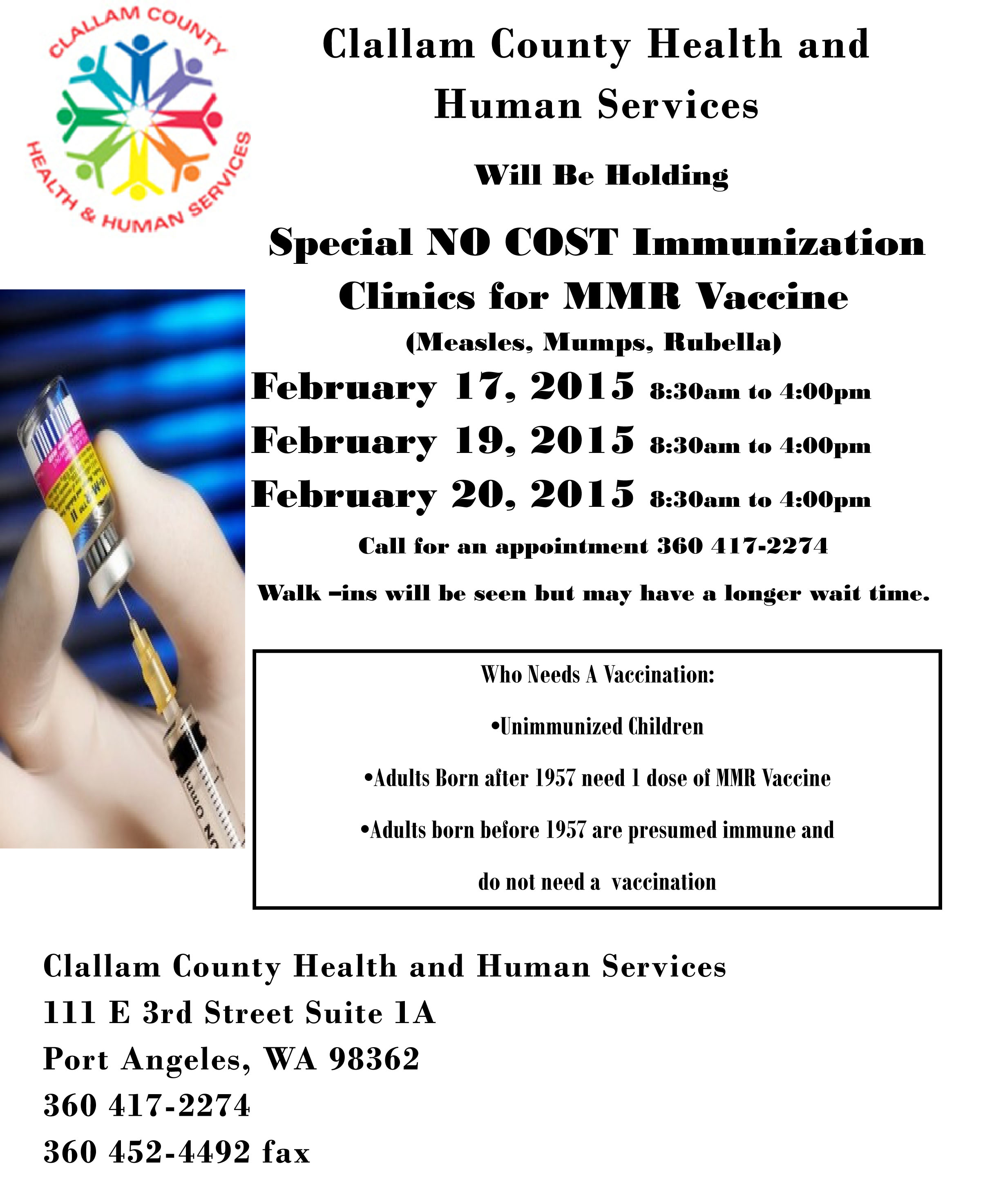 Free measles-mumps-rubella shots in Port Angeles beginning Tuesday. ((Click on image to enlarge))