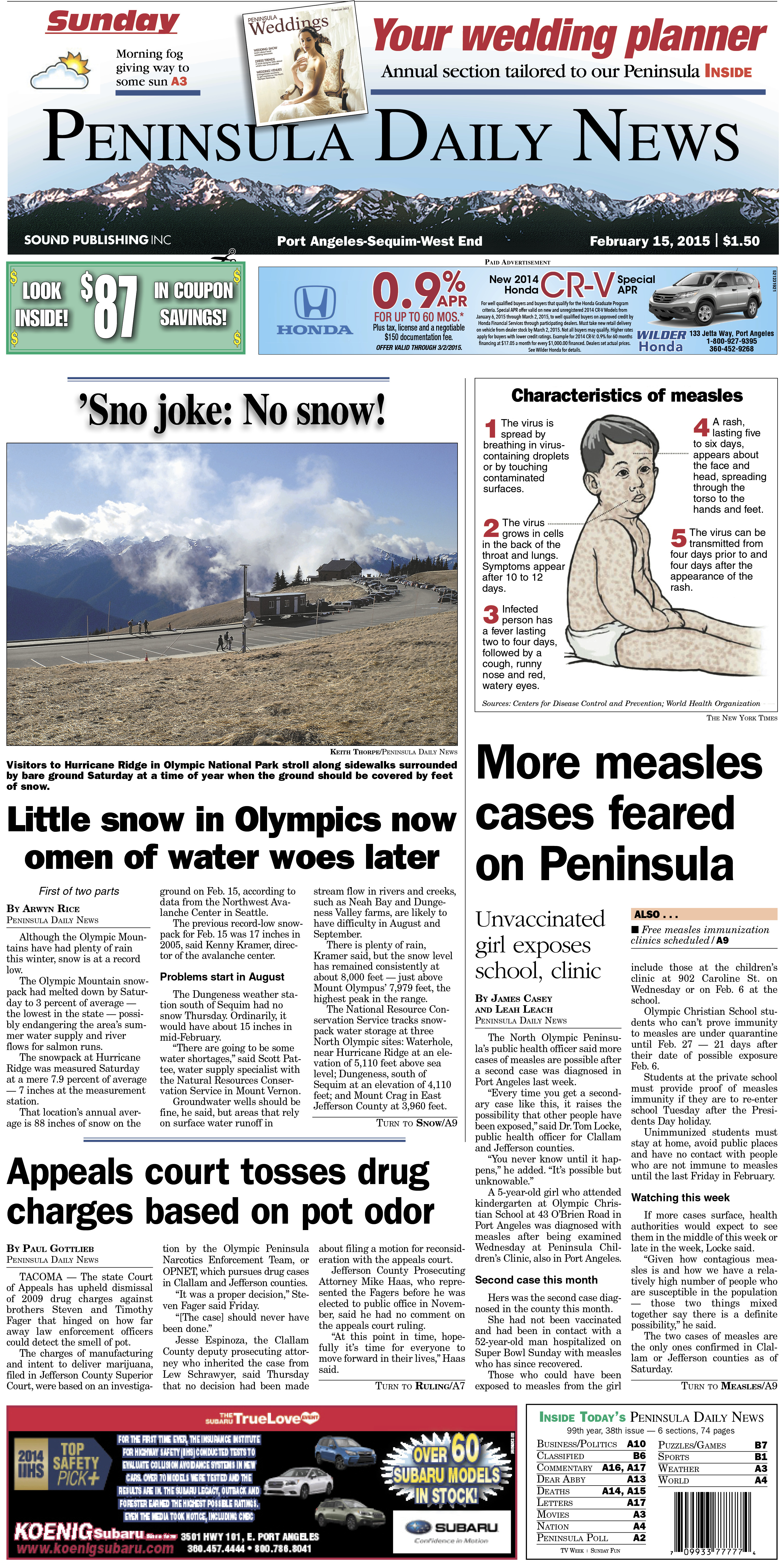 Today's front page for Clallam County. There's more inside that isn't online! ()