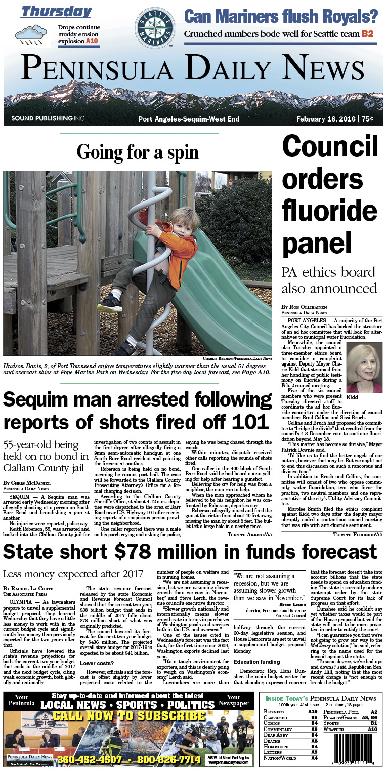 Today's front page tailored for the PDN's readers in Clallam County. There's more inside that isn't online! ()