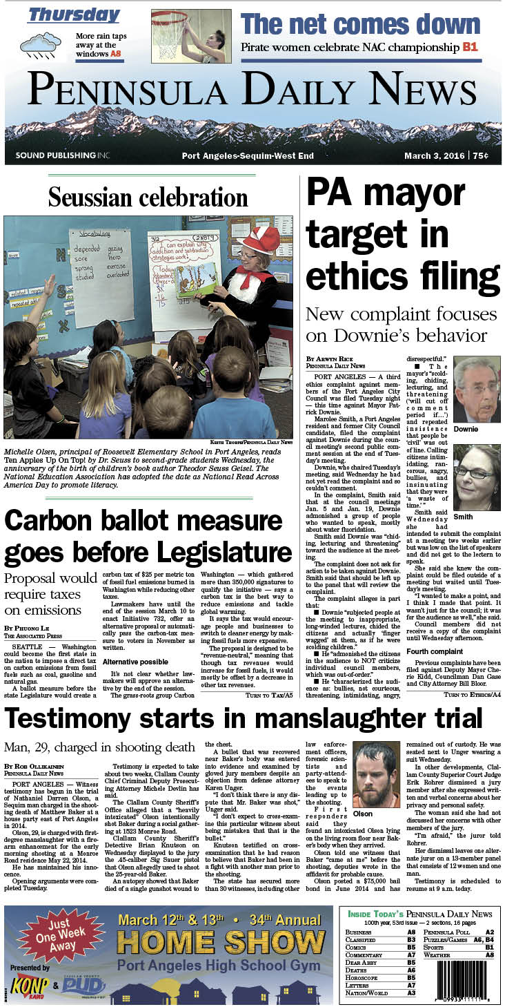 Today's front page tailored for the PDN's readers in Clallam County. There's more inside that isn't online! ()