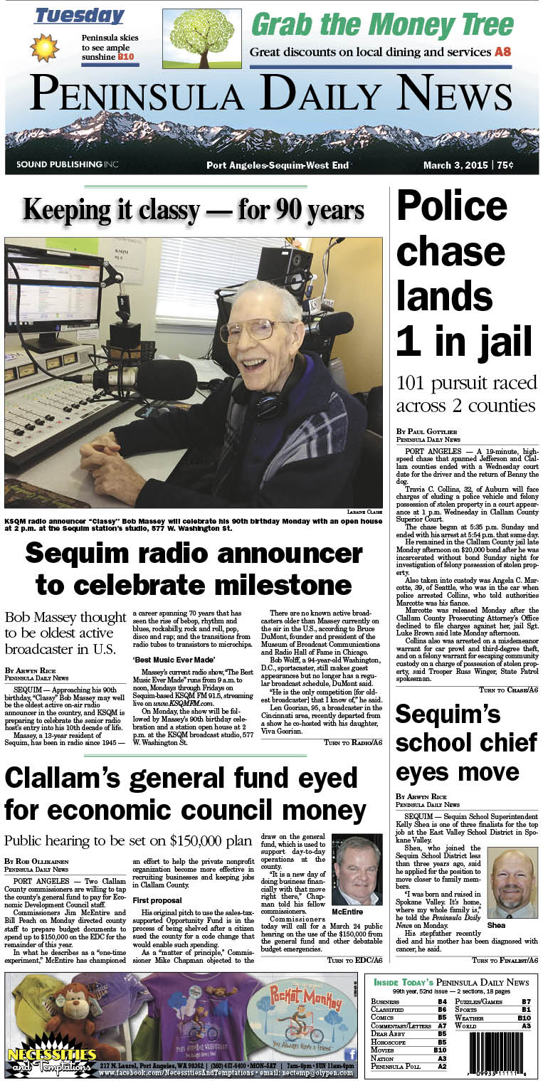 Today's front page for Clallam County. There's more inside that isn't online! ()