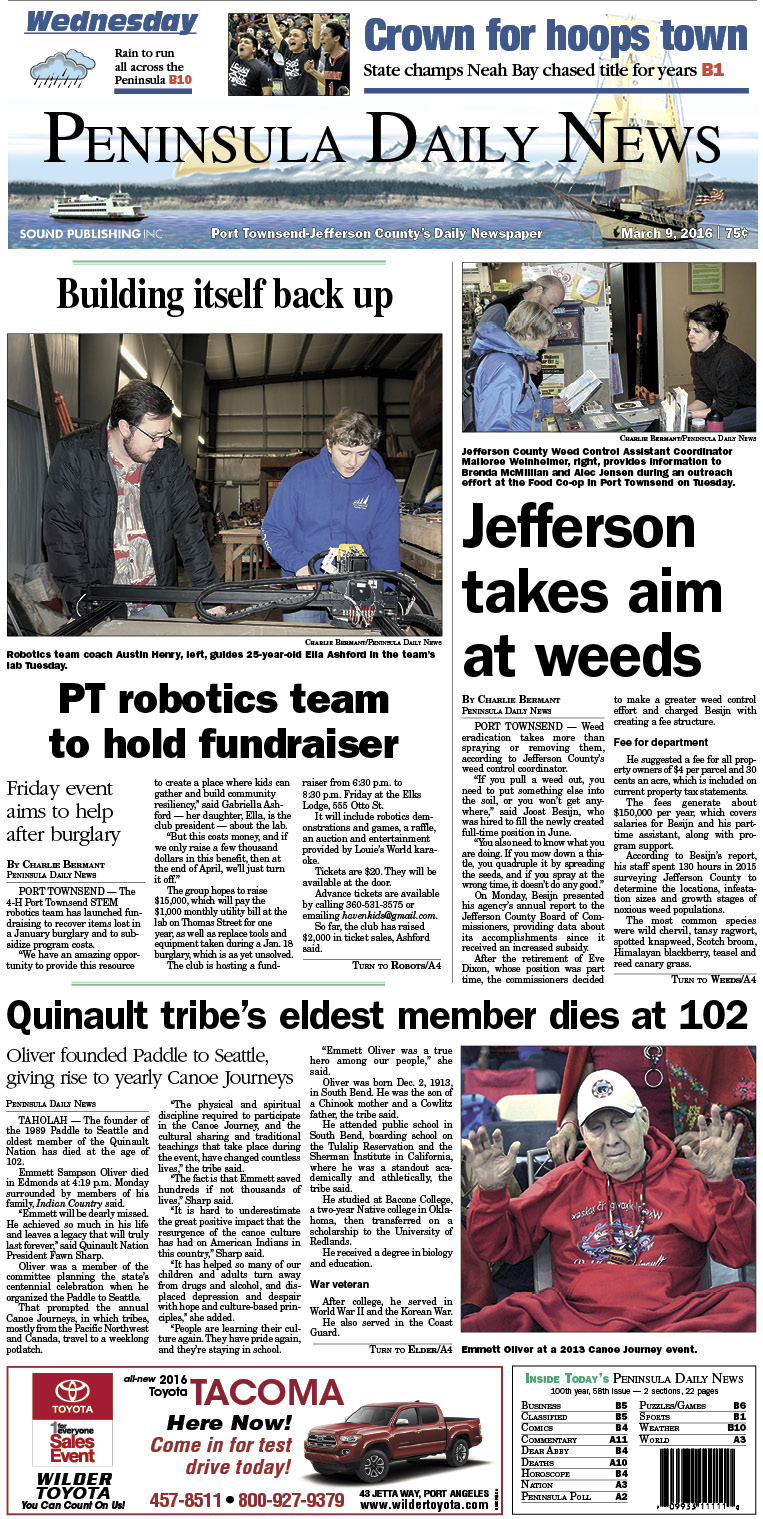 Today's front page tailored for the PDN's readers in Jefferson County. There's more inside that isn't online! ()