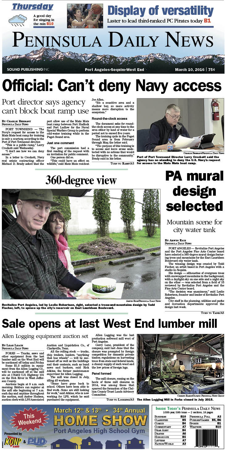 Today's front page tailored for the PDN's readers in Clallam County. There's more inside that isn't online! ()