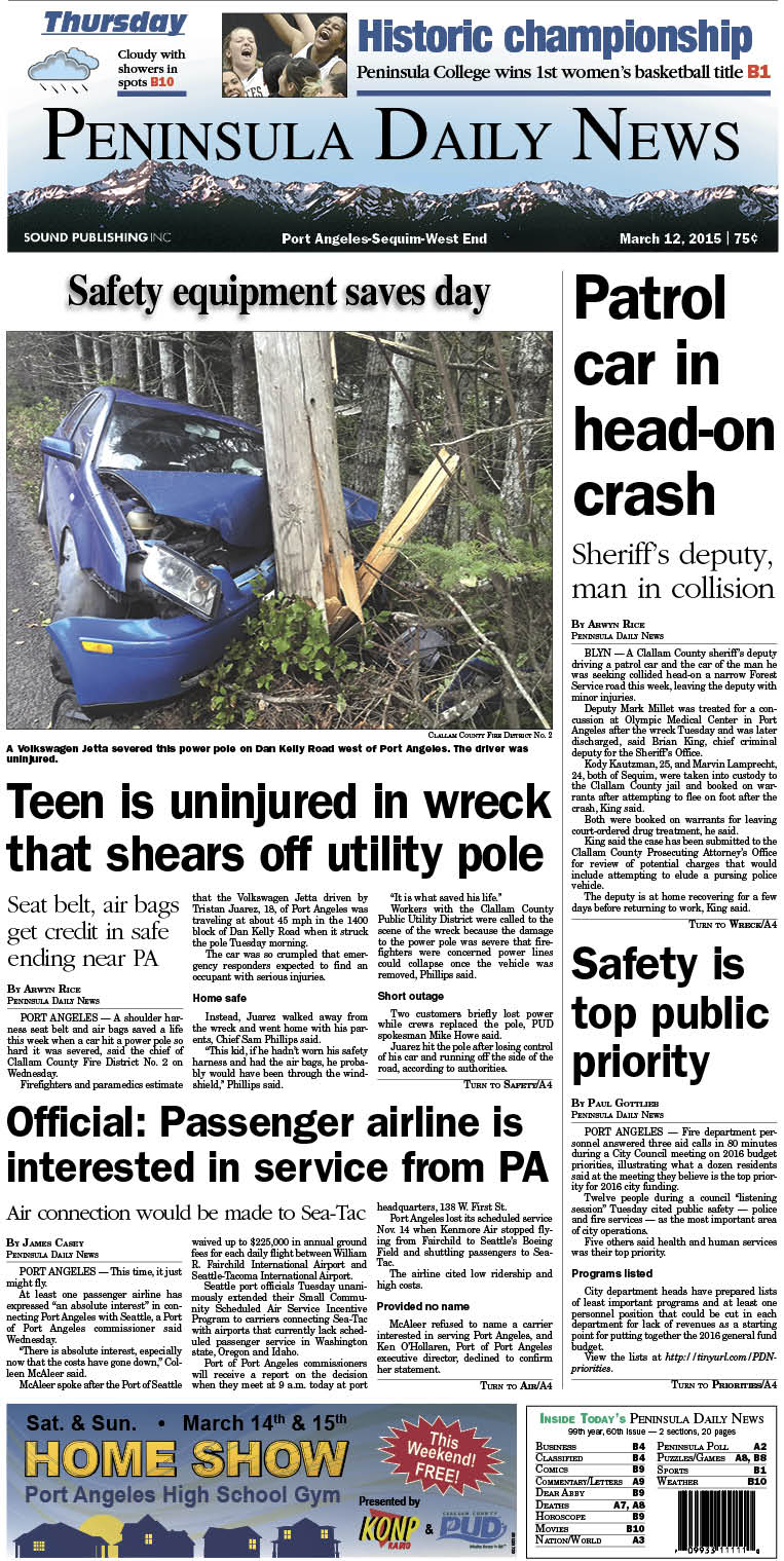 Today's front page for Clallam County. There's more inside that isn't online! ()