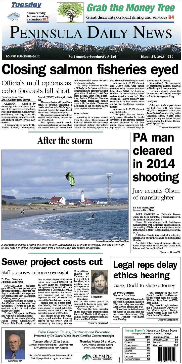 Today's front page tailored for the PDN's readers in Clallam County. There's more inside that isn't online! ()