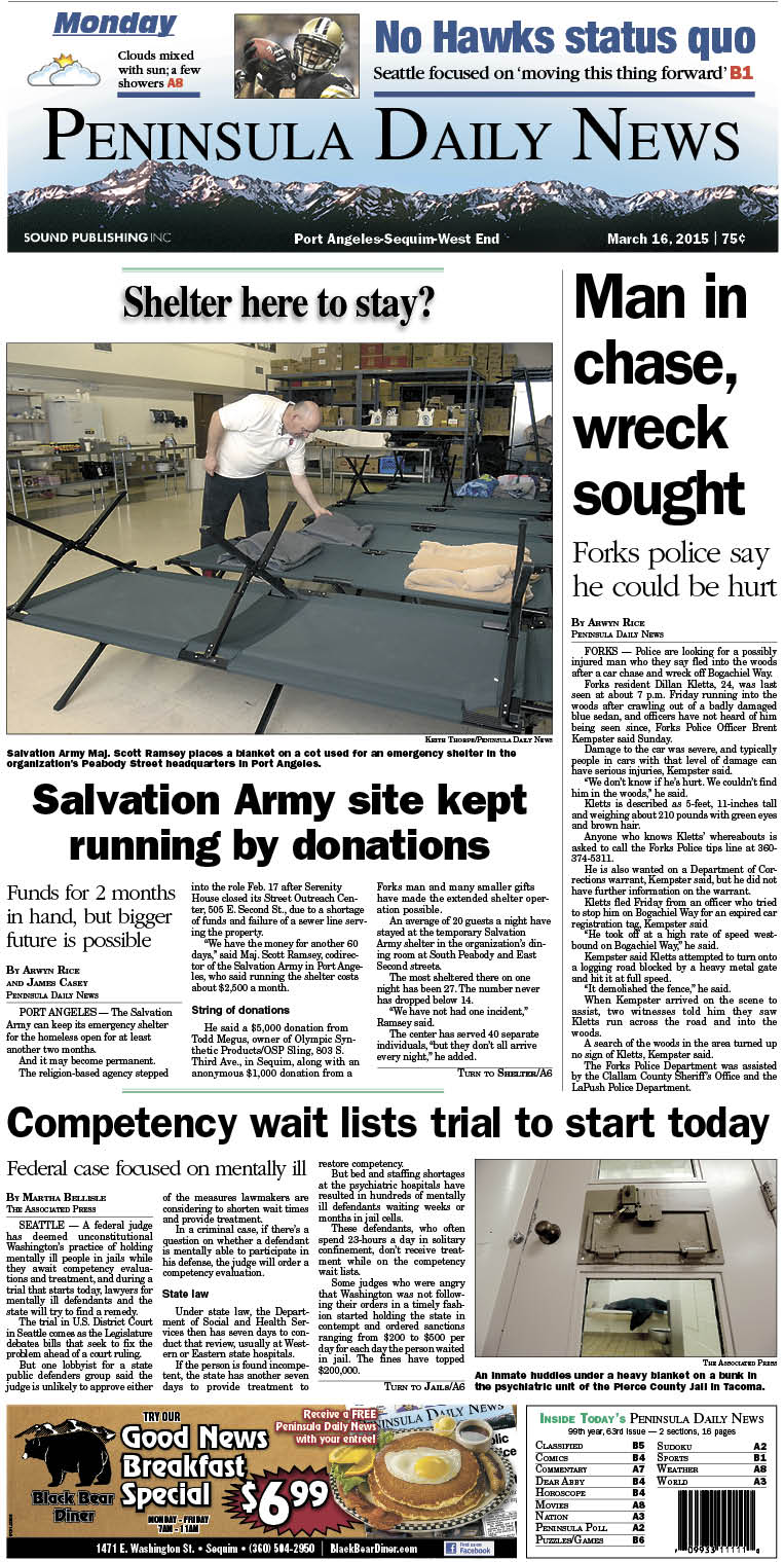 Today's front page for Clallam County. There's more inside that isn't online! ()
