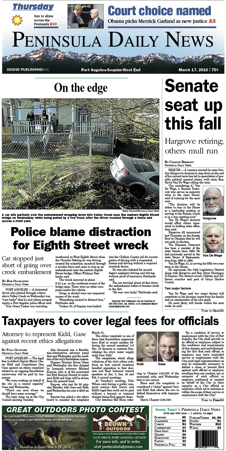 Today's front page tailored for the PDN's readers in Clallam County. There's more inside that isn't online! ()