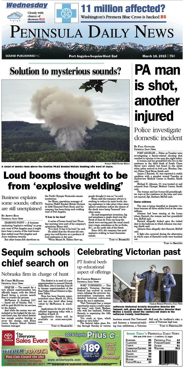 Today's front page for Clallam County. There's more inside that isn't online! ()
