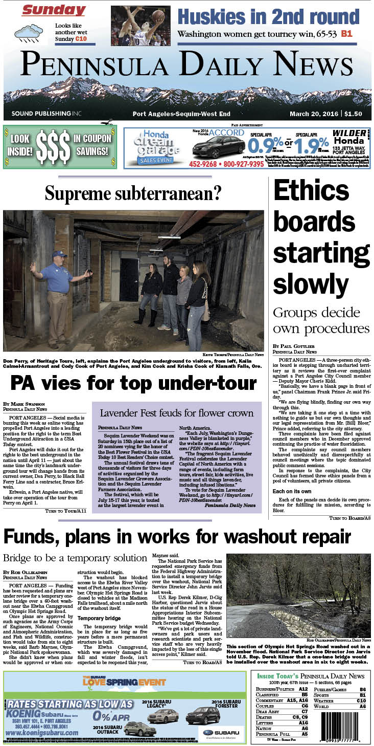 Today's front page tailored for the PDN's readers in Clallam County. There's more inside that isn't online! ()